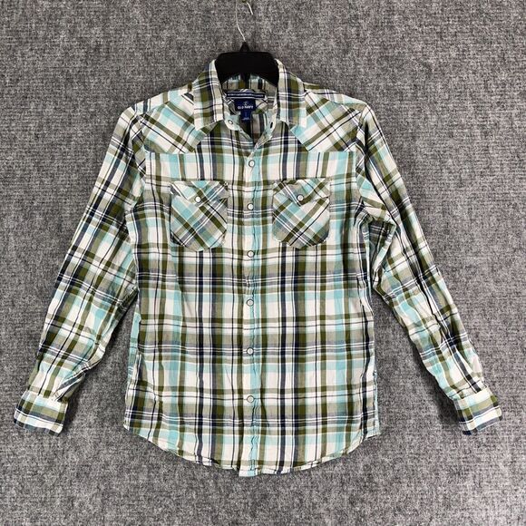 Old Navy Shirt Mens Small Western Fit Pearl Snaps Prescott Plaid Button-Up - Picture 1 of 12